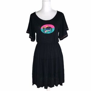 Pitusa Inca pima Campesino black minidress coverup beach swim medium